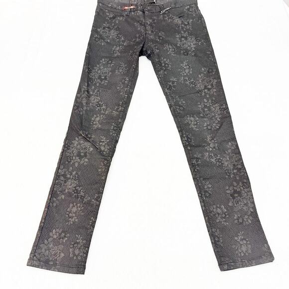 Paula Cahen D'Anvers Jeans Chupin Alto Leather Patterned Denim Size 32 - Picture 2 of 12